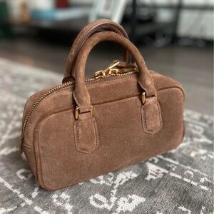 Elegant Brown Suede Handbag
